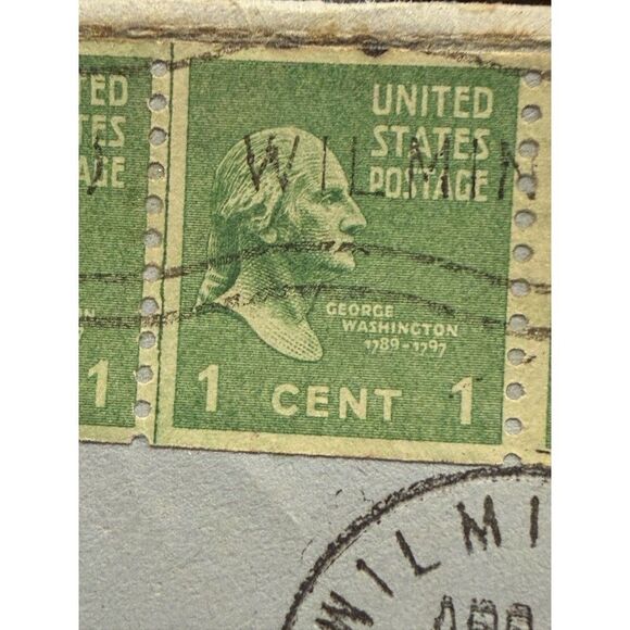 George Washington 1 One Cent Stamp 1789-1797 Green (13 Attached ) as shown - Picture 4 of 5